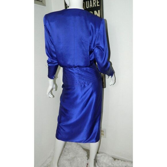 Vintage B.B. Collections Dress Purple Faux Wrap Party Cocktail Dress Size 6 - Picture 2 of 11